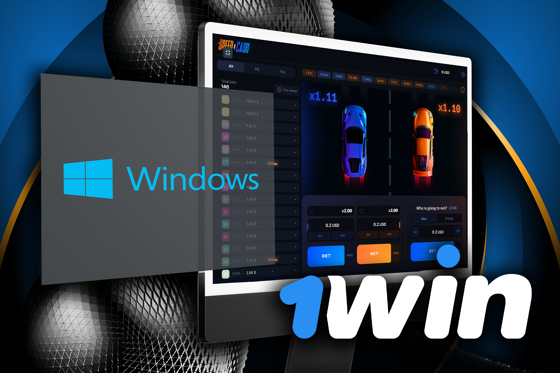 Install the desktop version of 1win on your laptop to play Speed and Cash.
