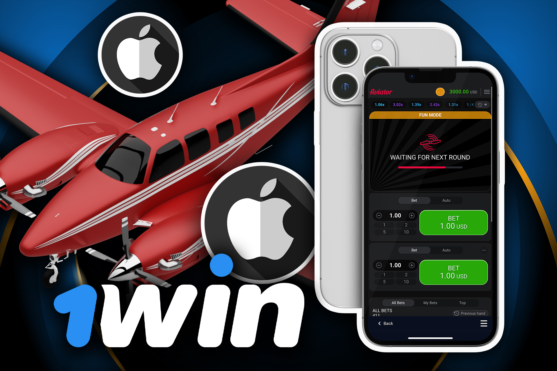 To play Aviator from iPhone, download the iOS app.