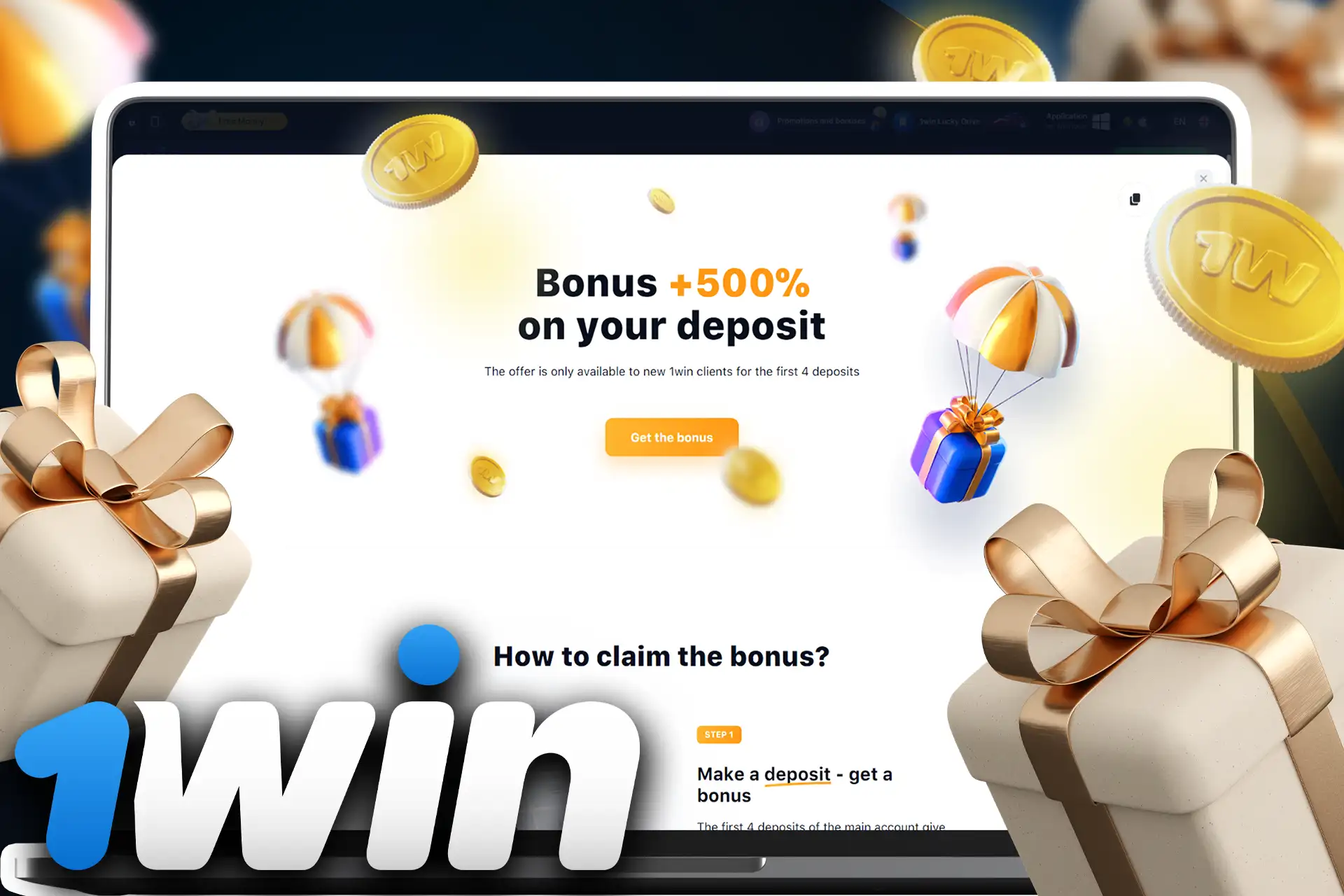 1win Canada is giving a welcome bonus for all new users.