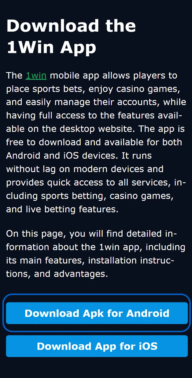 Go to the official 1win Website now.
