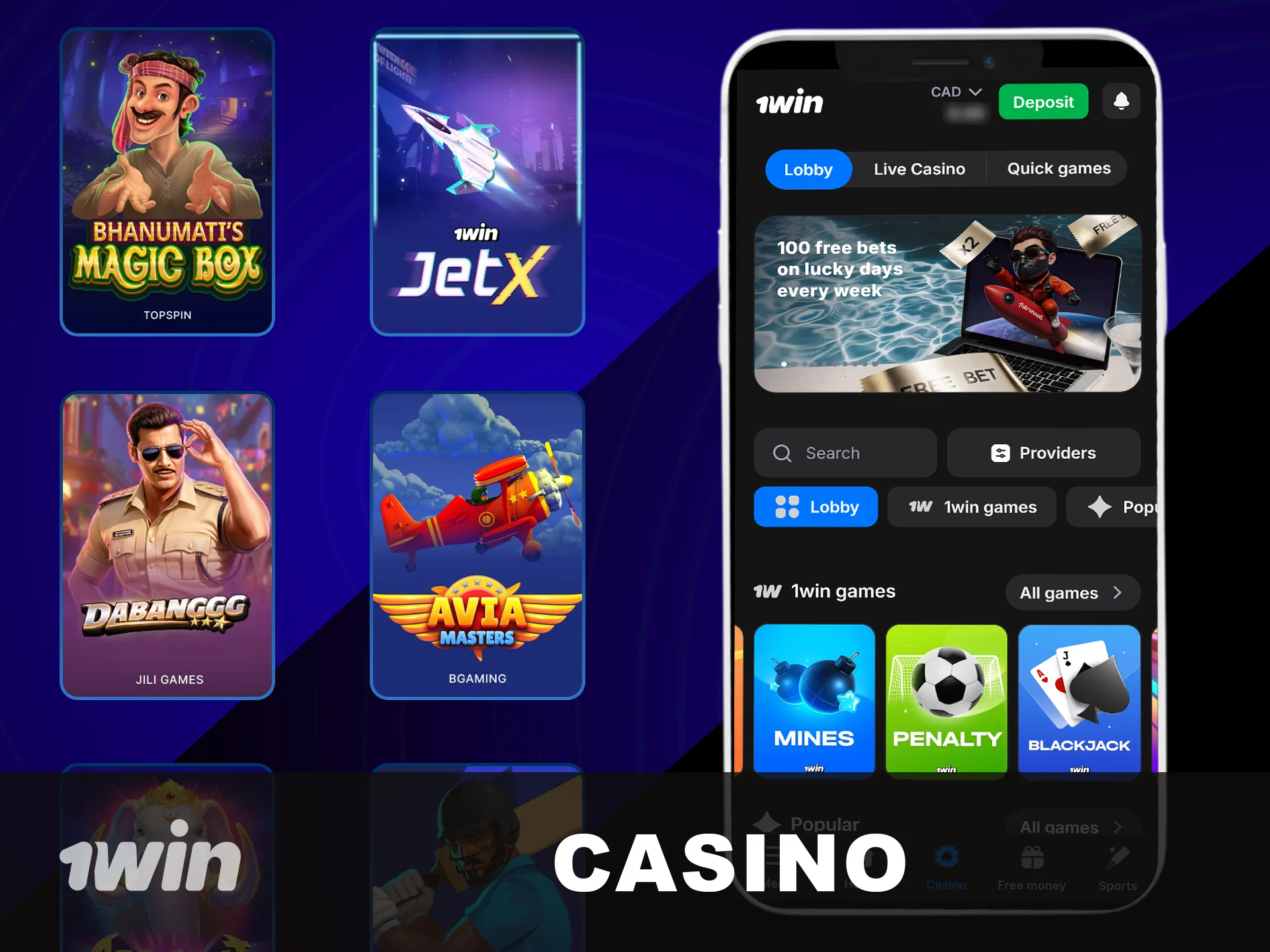 Access the In-App Casino Section of 1win.