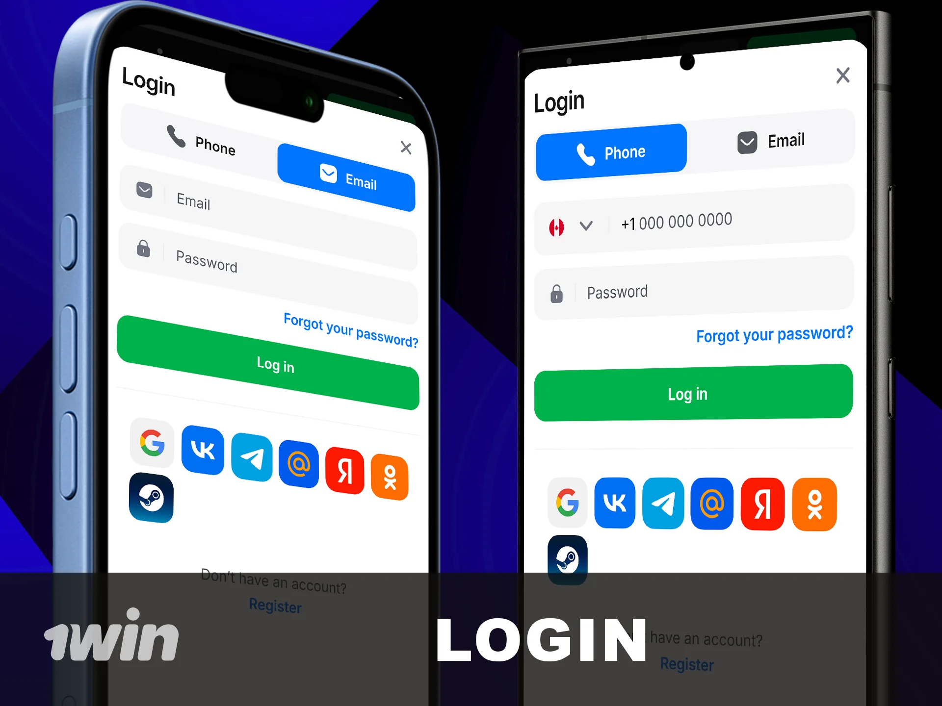In-app Login to your 1win account easily.