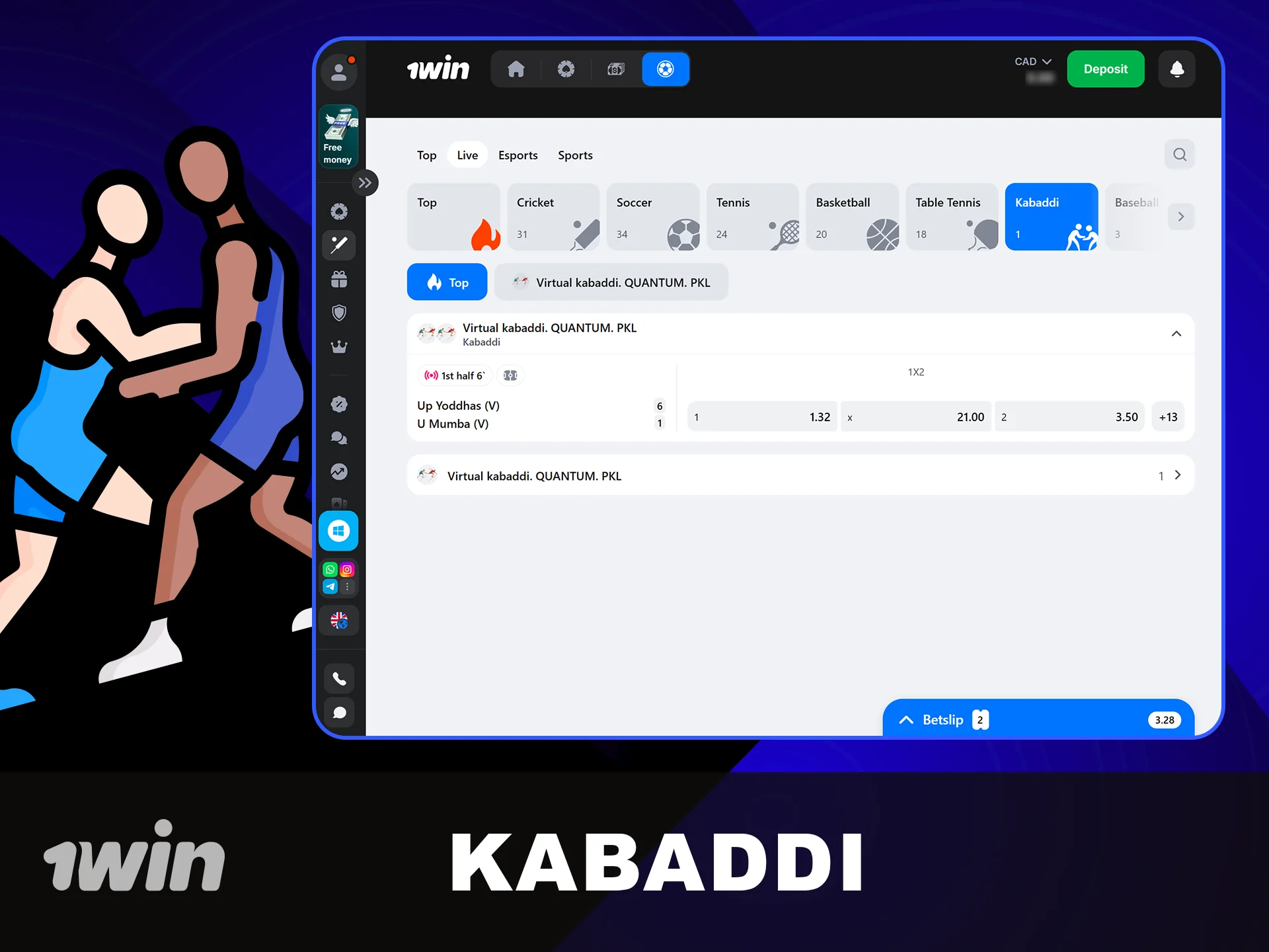 Find Kabaddi betting markets at 1win.