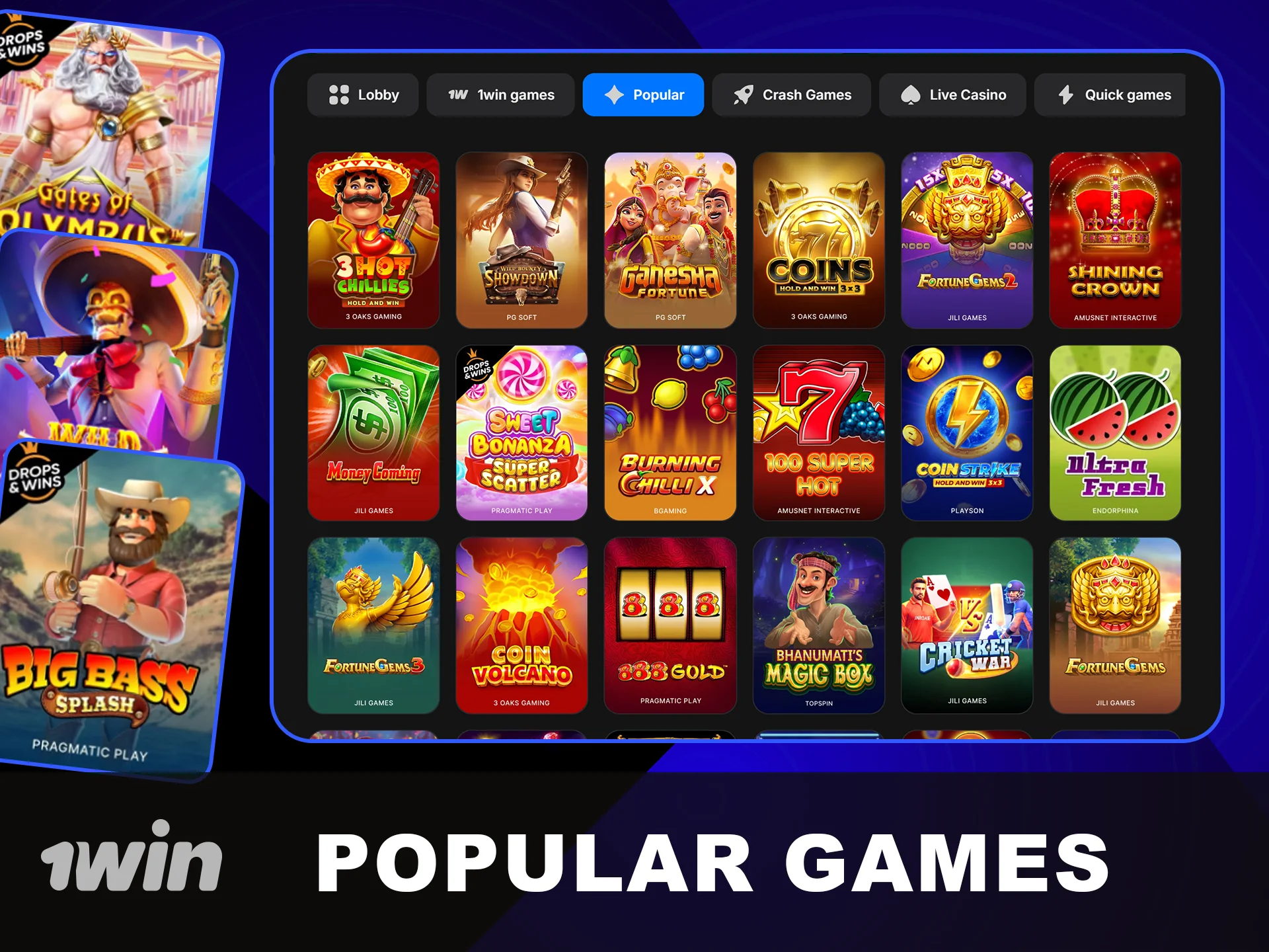 Discover all Popular Games available on 1win.